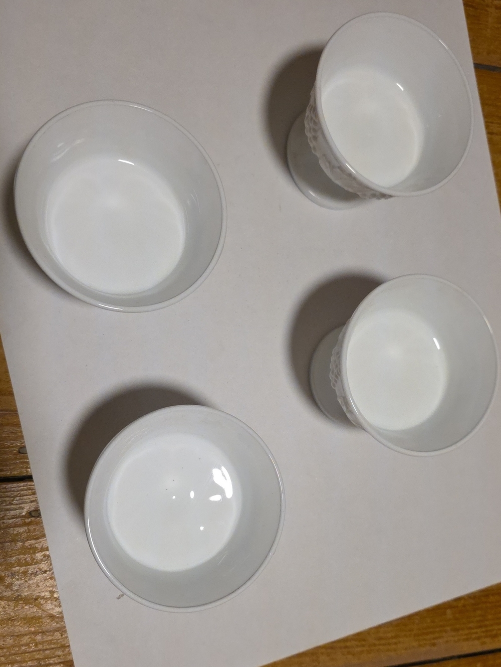 4 Vintage White Milk Glass Pedestal Dessert Dishes